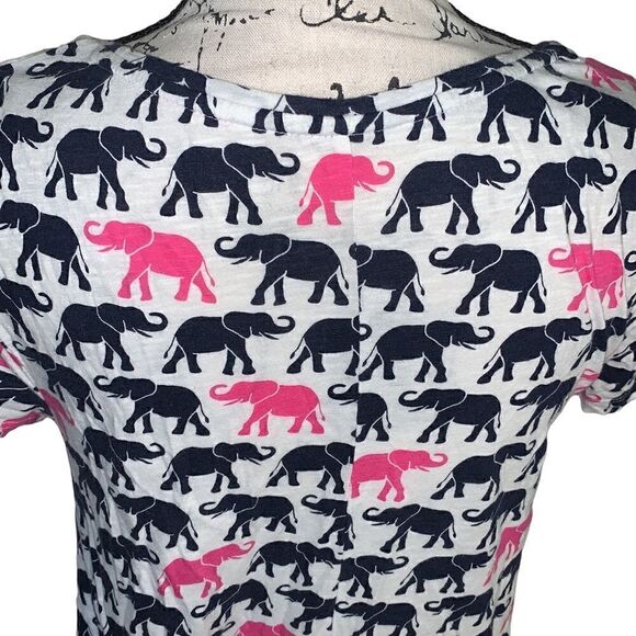 CROWN & IVY pink & navy elephant t-shirt XS - Picture 5 of 7